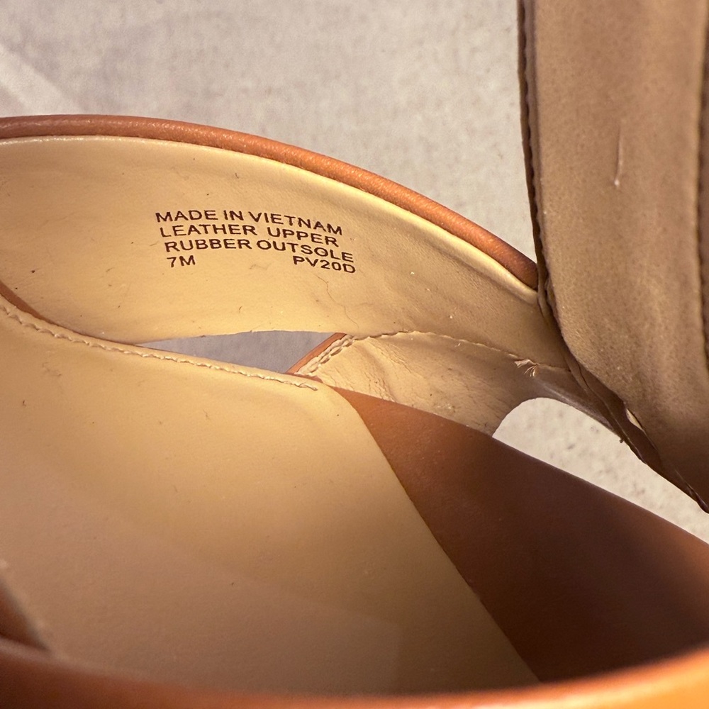 Michael Kors Tan Leather T-Strap Platform Heels Zip Front Size 7M - Picture 5 of 7